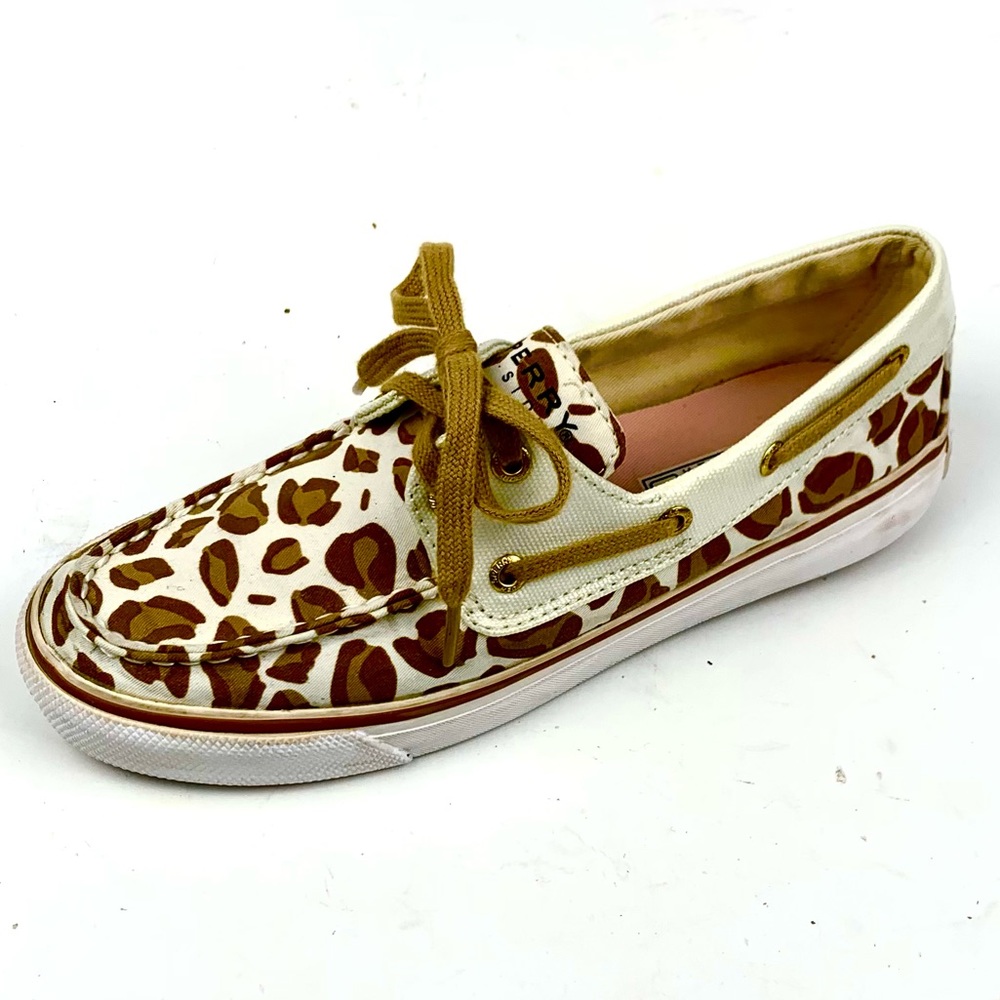 Sperry Womens Top Sider Animal Print Canvas Boat Shoe Size 6